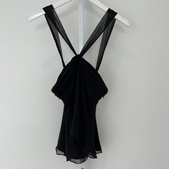 BCBGMaxAzria Tops - BCBG BLACK BACK TIE TOP SIZE SMALL